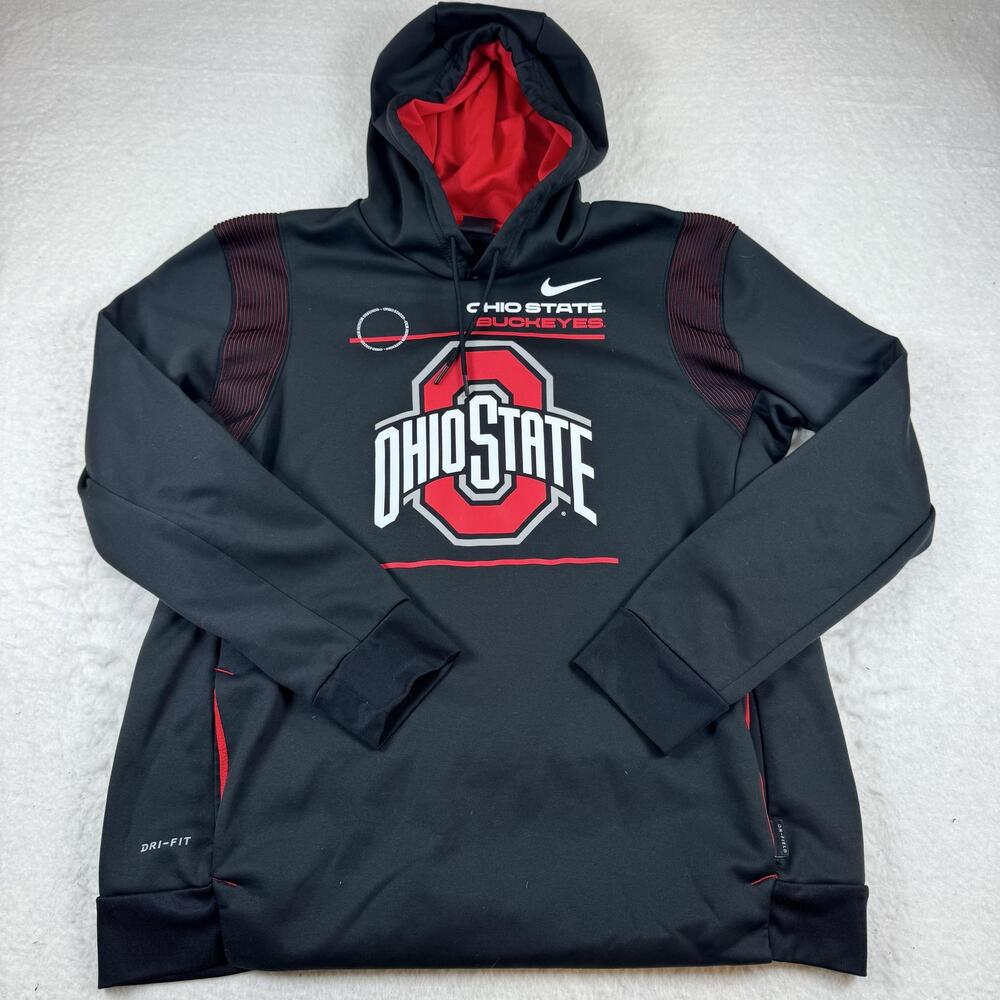 Ohio State Buckeyes Hoodie Mens XL Black NCAA Football Nike Dri Fit Sweatshirt